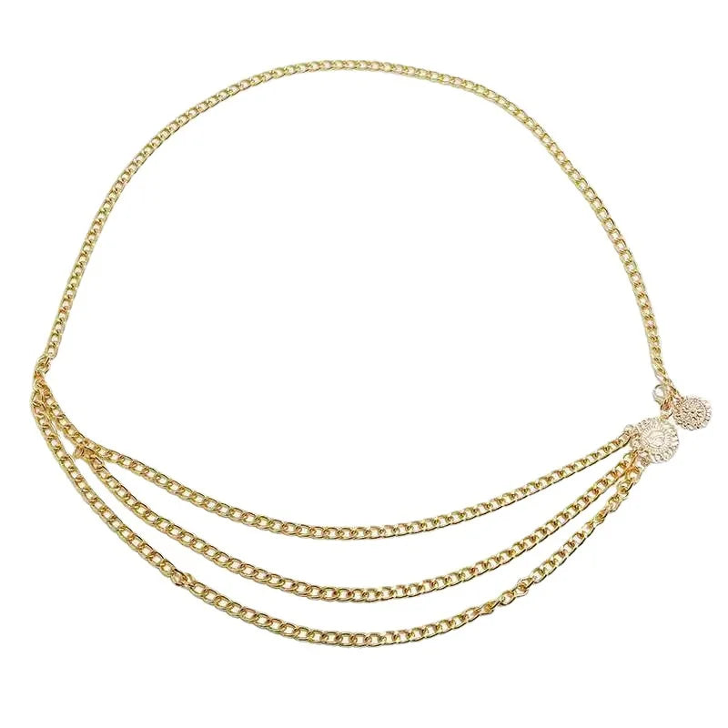 Metal Belts For Women Vintage Pin Buckle Waistband Body Chain Waist
