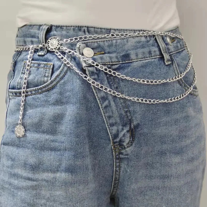 Metal Belts For Women Vintage Pin Buckle Waistband Body Chain Waist