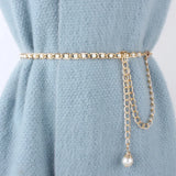 Metal Pearl Waist Chain Belt Women Hip Corset Waistband Dress Tassel Chain Strap