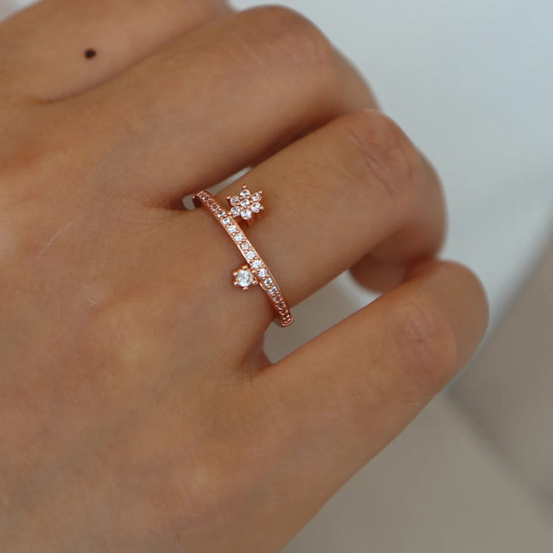 Micro Pave cz Crystal Star Snowflake Midi Rings for Women