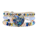 3-Layer Heart Shape Calcite Stone Bracelet for Lover