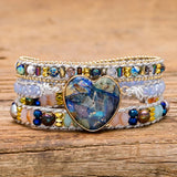 3-Layer Heart Shape Calcite Stone Bracelet for Lover