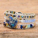 3-Layer Heart Shape Calcite Stone Bracelet for Lover