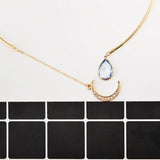 Moon Water Drop Crystal Choker Necklace for Women Wedding Jewelry