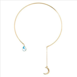 Moon Water Drop Crystal Choker Necklace for Women Wedding Jewelry