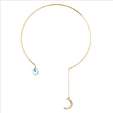 Moon Water Drop Crystal Choker Necklace for Women Wedding Jewelry