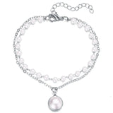 Silver Chain Pearl Bracelet Geometric Bangle Jewelry