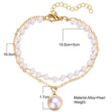 Silver Chain Pearl Bracelet Geometric Bangle Jewelry