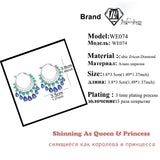Multicolor CZ Crystal Dangle Water Drop Tassel Hoop Earrings