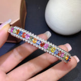 Multicolor Crystal Agate Gemstones Diamonds Bangle Bracelets for Women