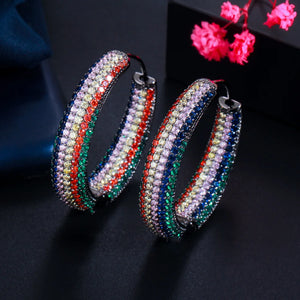 Multicolor CZ Circle Round Hoop Earrings Women Accessories