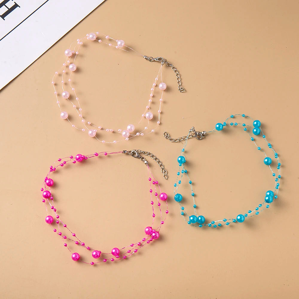 Vintage Flower Butterfly Pearl Choker Necklace Wedding Jewelry