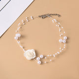 Vintage Flower Butterfly Pearl Choker Necklace Wedding Jewelry