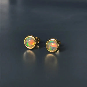 Opal Stud Earrings Sterling Silver Gemstone 5mm Jewelry for Women Wedding Gift
