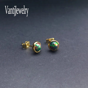 Opal Stud Earrings Sterling Silver Gemstone 5mm Jewelry for Women Wedding Gift