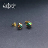 Opal Stud Earrings Sterling Silver Gemstone 5mm Jewelry for Women Wedding Gift