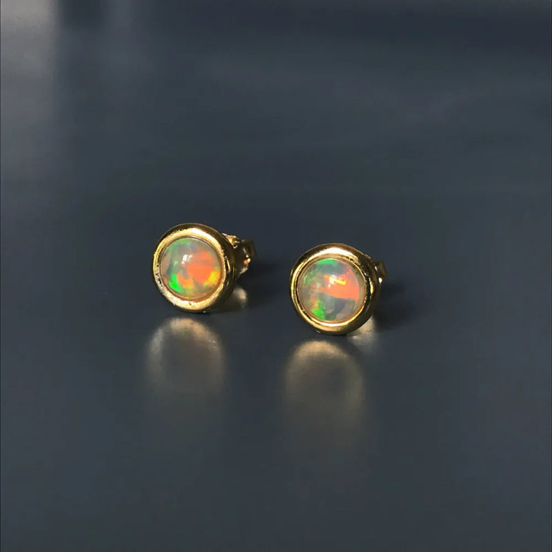 Opal Stud Earrings Sterling Silver Gemstone 5mm Jewelry for Women Wedding Gift