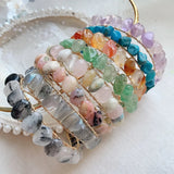 Wire Wrap Tumbled Stone Agates Kyanite Crystal Cuff Bracelet