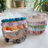 Wire Wrap Tumbled Stone Agates Kyanite Crystal Cuff Bracelet