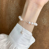 Natural Fresh Water Grey Pearl Adjustable Pendant Bracelet