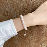 Natural Fresh Water Grey Pearl Adjustable Pendant Bracelet