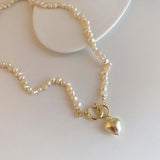 Baroque Pearl Necklace Heart Pendant Clasp Choker
