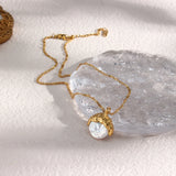 Baroque Pearl Pendant Necklace 18K Plated Stainless Steel Moon Necklaces