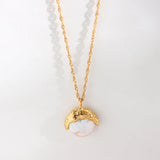 Baroque Pearl Pendant Necklace 18K Plated Stainless Steel Moon Necklaces