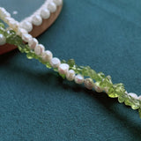 Baroque Pearl Bracelet Green Peridot Quartz Strand