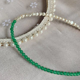 Freshwater Pearl Necklace Green Aventurine Stone Choker Wedding Jewelry