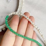 Freshwater Pearl Necklace Green Aventurine Stone Choker Wedding Jewelry