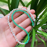 Freshwater Pearl Necklace Green Aventurine Stone Choker Wedding Jewelry
