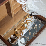 Freshwater Pearl Rings for Women Stainless Steel Cuff Open Rings Wedding Bands