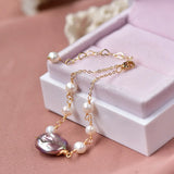 Purple Baroque Pearl Bracelet for Women, Adjustable Bangle