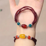 Red Garnet Jade Chalcedony Bracelet Crystal Beaded Birthday Jewelry
