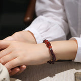 Red Garnet Jade Chalcedony Bracelet Crystal Beaded Birthday Jewelry
