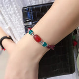 Red Garnet Jade Chalcedony Bracelet Crystal Beaded Birthday Jewelry