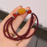 Red Garnet Jade Chalcedony Bracelet Crystal Beaded Birthday Jewelry