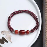 Red Garnet Jade Chalcedony Bracelet Crystal Beaded Birthday Jewelry