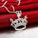 Noble Crown CZ Pendant Necklace 925 Sterling Silver