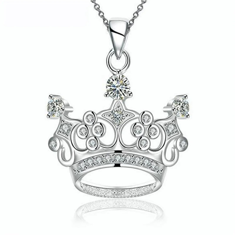 Noble Crown CZ Pendant Necklace 925 Sterling Silver