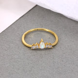 Opal Crystals Rings 925 Sterling Silver Wedding Statement Jewelry