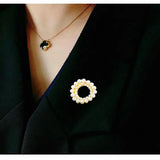 Natural Pearl Round Brooch Pin Fine Jewelry accessory