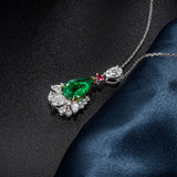 Emerald Gemstone Pendant Necklace, Silver Jewelry for Women