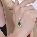 Emerald Gemstone Pendant Necklace, Silver Jewelry for Women