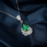 Emerald Gemstone Pendant Necklace, Silver Jewelry for Women