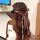 Pearl Braided Chain Hairpin Tassel Hair Clip for Women