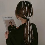 Pearl Braided Chain Hairpin Tassel Hair Clip for Women