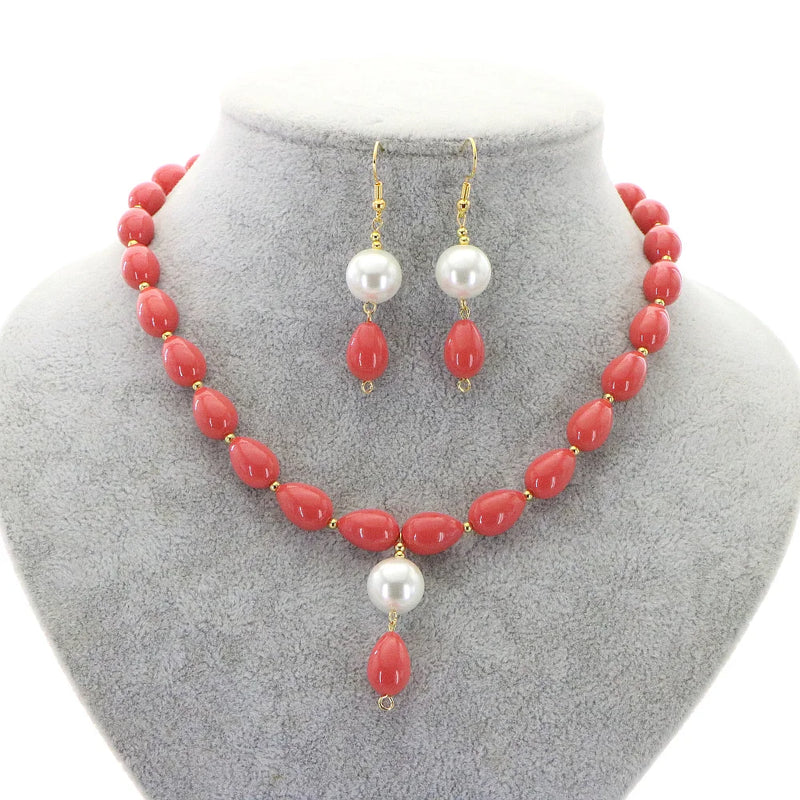 Pearl Coral Necklace Pendant Earrings 14 Styles Women Girl Glamour Accessories