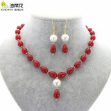 Pearl Coral Necklace Pendant Earrings 14 Styles Women Girl Glamour Accessories